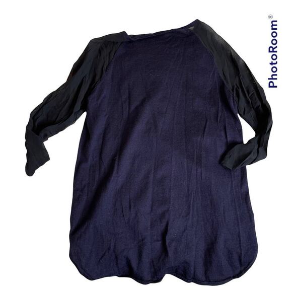 SANDRO Paris Wool‎ Silk Mesh 3/4 Sleeve Sweater Top Lightweight Purple Black 1 - Picture 6 of 6